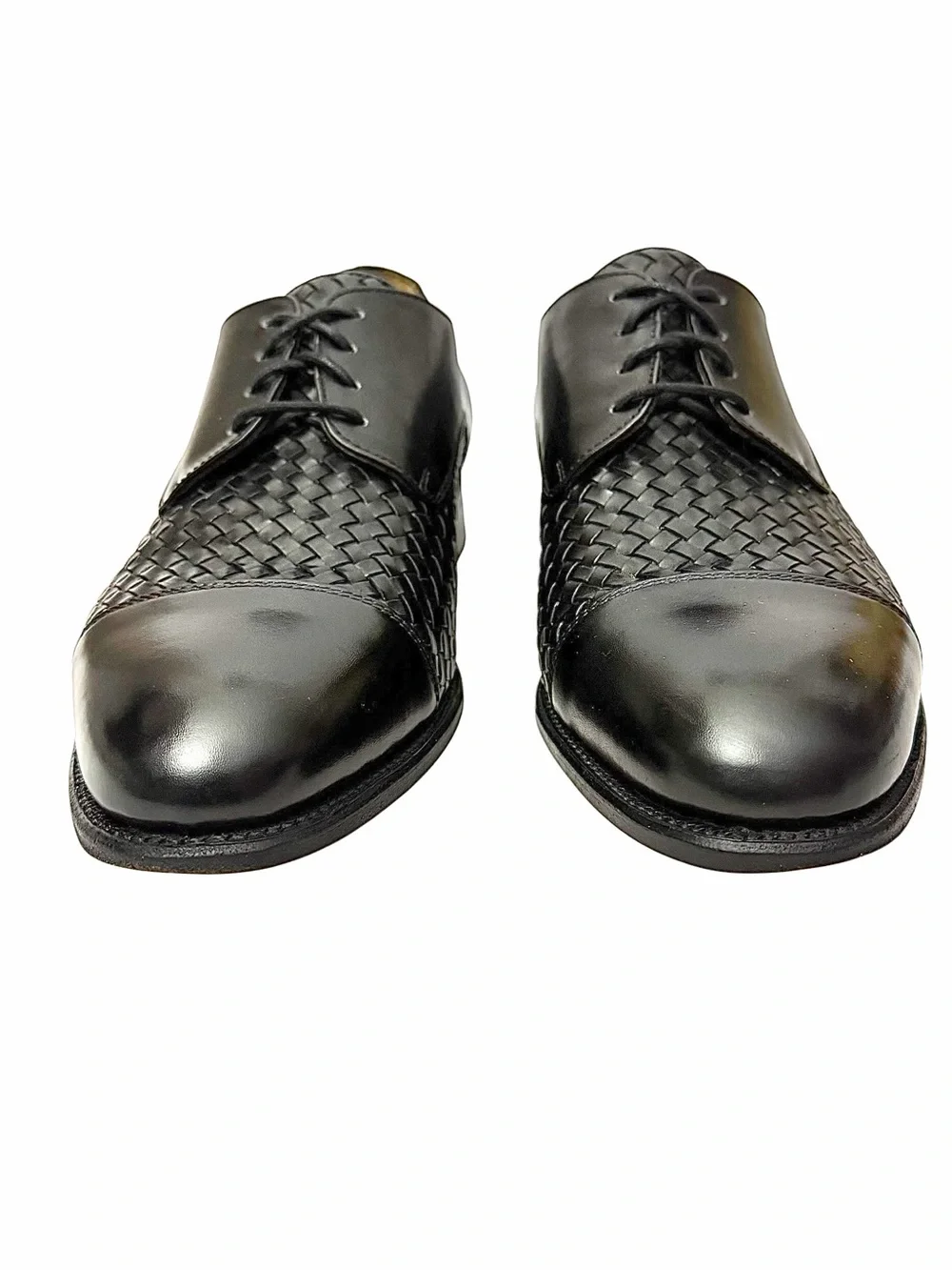 TAFT Black Woven Leather Cap Toe Oxford Shoes Men’s US 6 Handmade Portugal